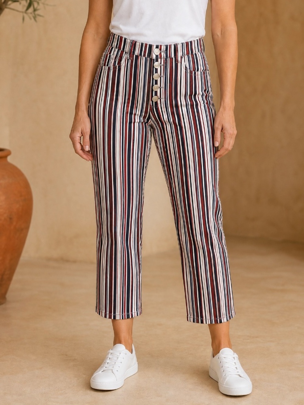 Skinnygirl Risk Taker High Rise Striped Crop Jeans Size 29/8 NWOT